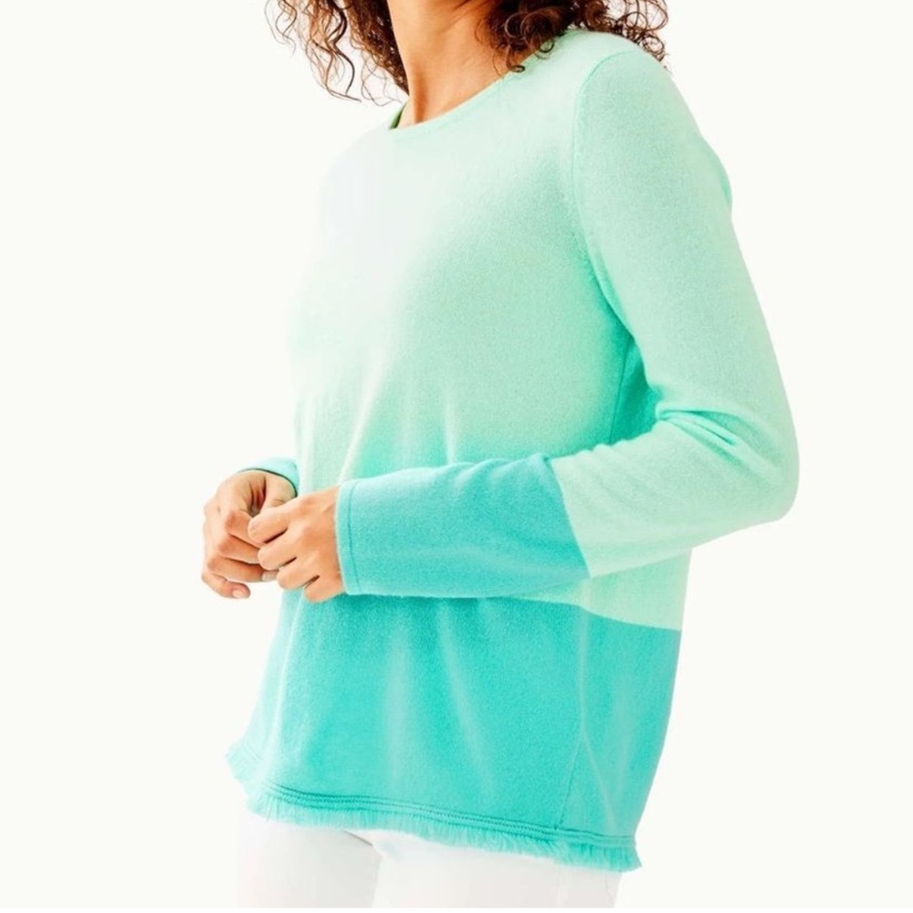 Lilly Pulitzer Rica Aqua Cashmere Sweater Size XL